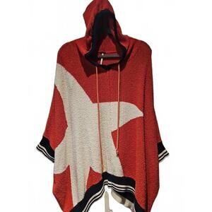 Free People I Know Places Star Hoodie Sweater Womens M/L Red Pullover Oversized